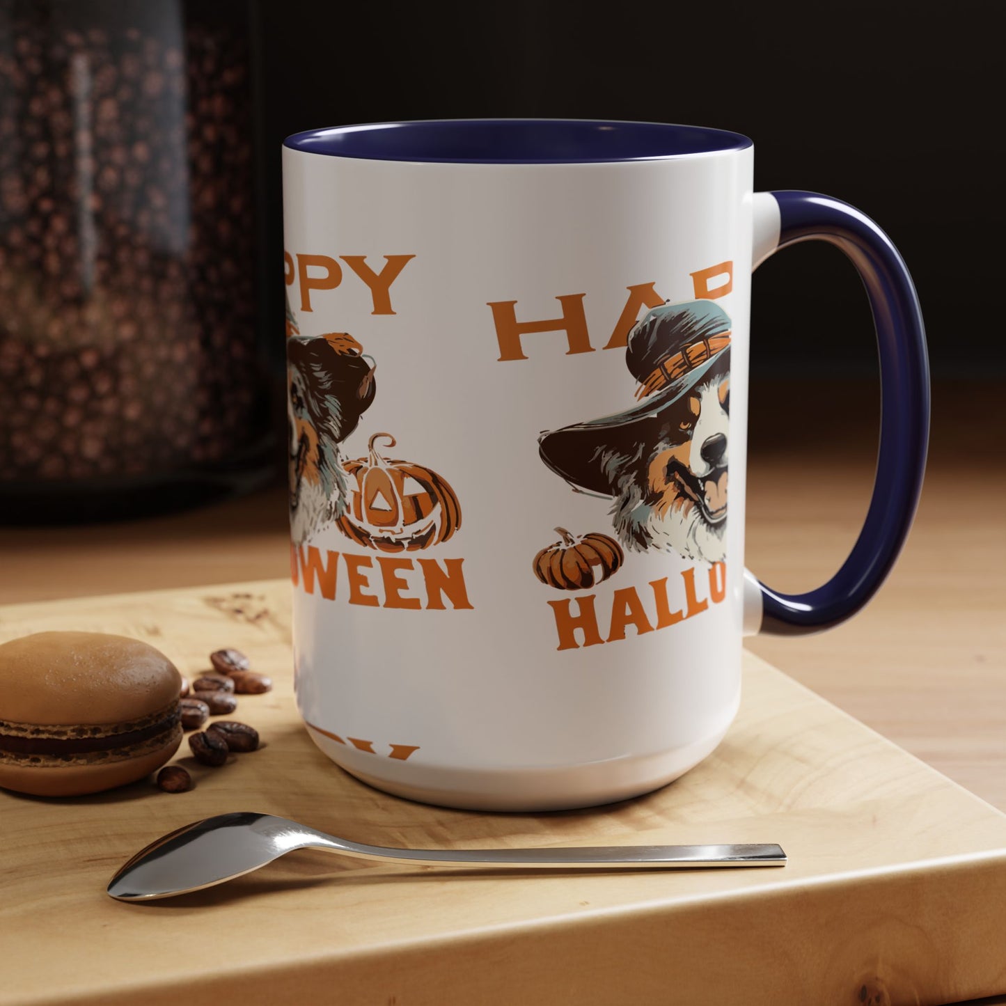 Halloween Dog Mug with Pumpkin Design, Cute Pet Lover Gift, Coffee Ceramic Cup for Fall, Spooky Season Decor, Happy Halloween