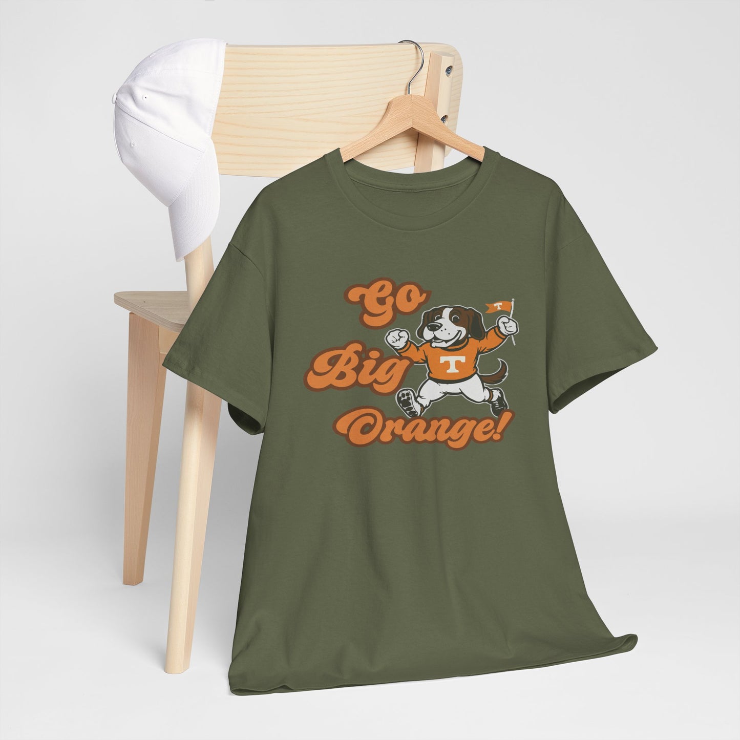 Go Big Orange Unisex Heavy Cotton Tee, Sports Fan Shirt, Casual Wear, College Game Day Top, Gift for Sports Enthusiasts