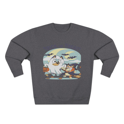 Halloween Sweatshirt, Cozy Unisex Crewneck, Trick or Treat Design, Fall Apparel, Halloween Costume, Perfect for October Celebrations