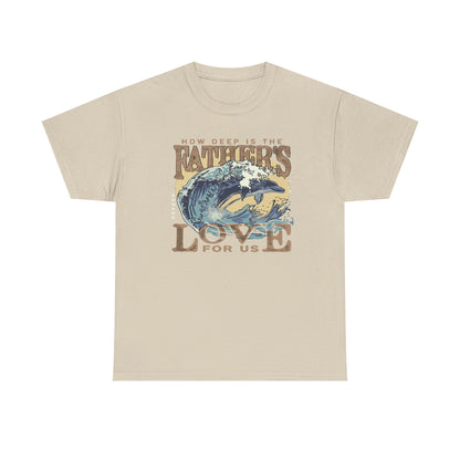 How Deep Is the Father's Love Wave Graphic Tee | Christian Faith Ocean Design
