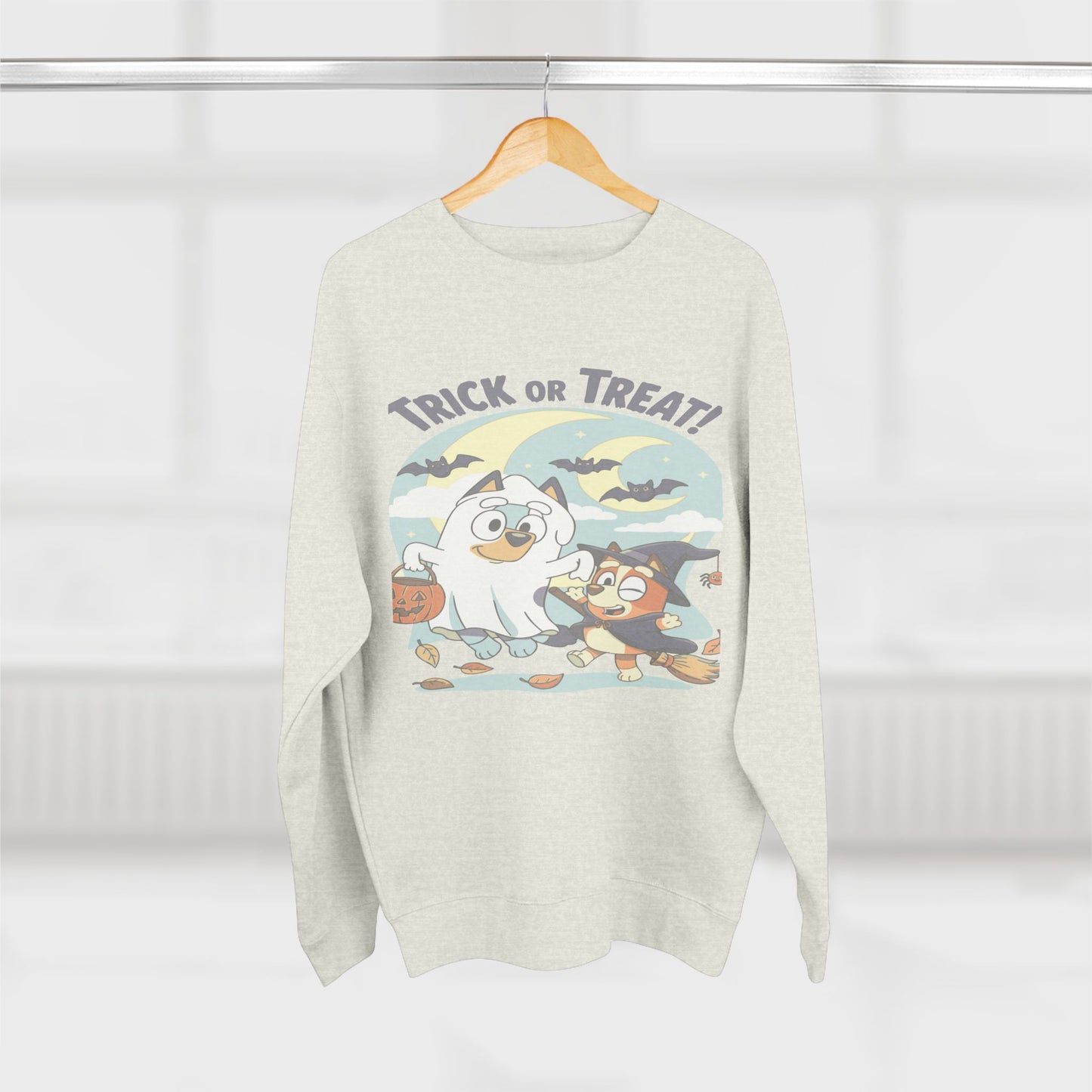 Halloween Sweatshirt, Cozy Unisex Crewneck, Trick or Treat Design, Fall Apparel, Halloween Costume, Perfect for October Celebrations