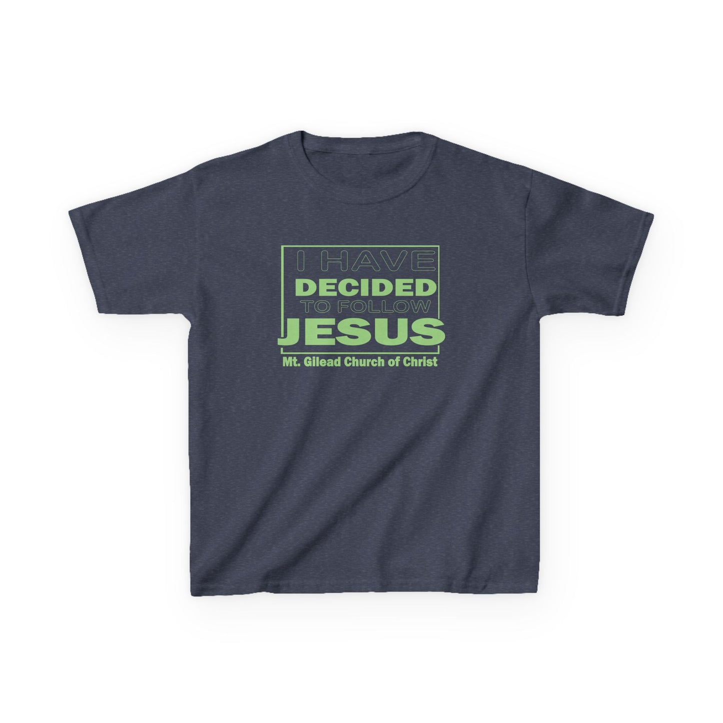 Kids T-Shirt — "I Have Decided to Follow Jesus" Neon Green Youth Church Tee