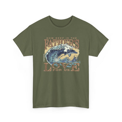 How Deep Is the Father's Love Wave Graphic Tee | Christian Faith Ocean Design