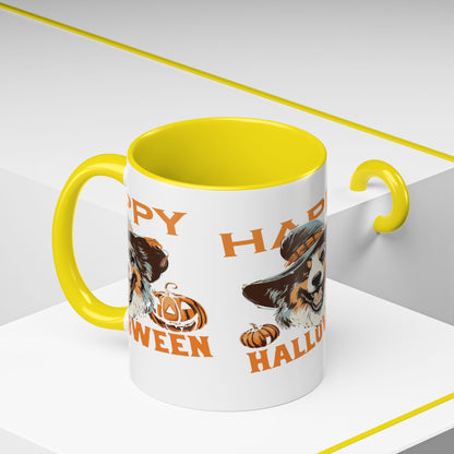 Halloween Dog Mug with Pumpkin Design, Cute Pet Lover Gift, Coffee Ceramic Cup for Fall, Spooky Season Decor, Happy Halloween