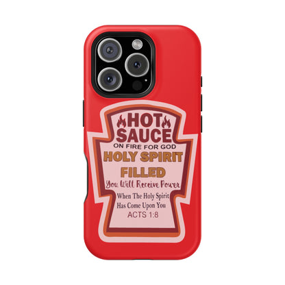 Holy Spirit Hot Sauce Phone Cases - Impact-Resistant, Christian Gift, Spiritual Reminder, Unique Design, Faith-Based Accessory