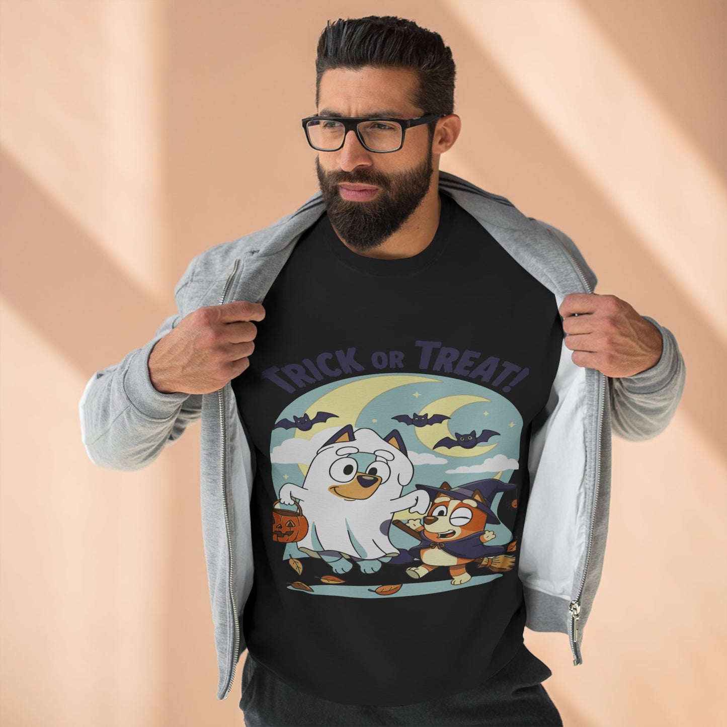 Halloween Sweatshirt, Cozy Unisex Crewneck, Trick or Treat Design, Fall Apparel, Halloween Costume, Perfect for October Celebrations