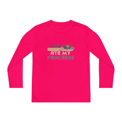 Youth Long Sleeve Funny Tee - Zombies Eat My Pancreas, Gift for Kids, Birthday Shirt, Humor Apparel, Summer Fashion