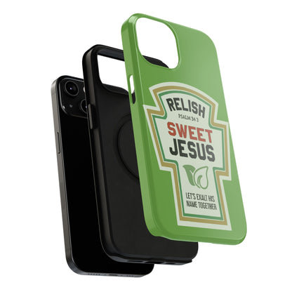 Relish Sweet Jesus Phone Case, Christian Gift, Impact-Resistant Case, Religious Phone Accessory, Faith-Based Present, Celebration Case