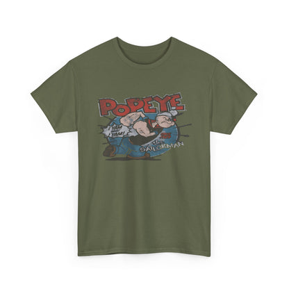 Popeye Illustration Unisex Heavy Cotton Tee, Cartoon T-Shirt, Gift for Fans, Casual Wear, Retro Design, Comfortable Top