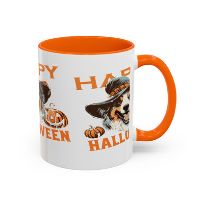 Halloween Dog Mug with Pumpkin Design, Cute Pet Lover Gift, Coffee Ceramic Cup for Fall, Spooky Season Decor, Happy Halloween