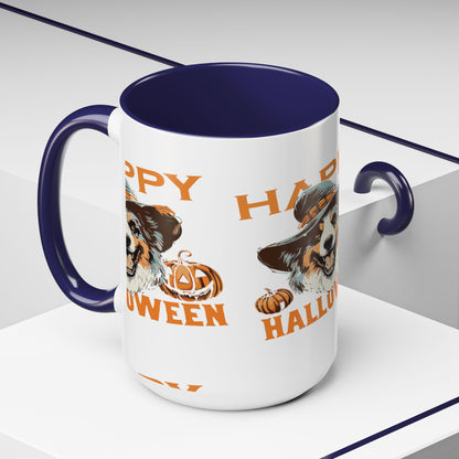 Halloween Dog Mug with Pumpkin Design, Cute Pet Lover Gift, Coffee Ceramic Cup for Fall, Spooky Season Decor, Happy Halloween
