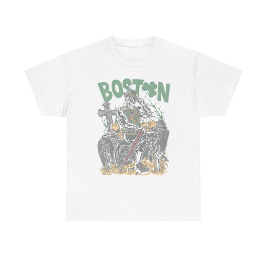 Boston Graphic Tee, Unisex Heavy Cotton T-Shirt, Vintage Boston Shirt, Irish Pride Apparel, St. Patrick's Day Gift, Casual Wear