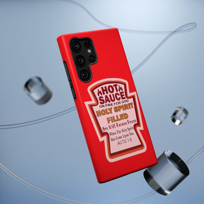 Holy Spirit Hot Sauce Phone Cases - Impact-Resistant, Christian Gift, Spiritual Reminder, Unique Design, Faith-Based Accessory