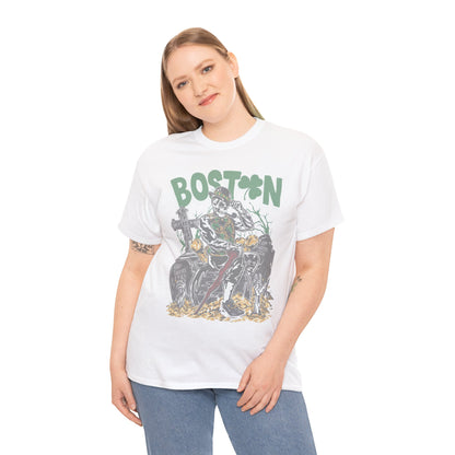 Boston Graphic Tee, Unisex Heavy Cotton T-Shirt, Vintage Boston Shirt, Irish Pride Apparel, St. Patrick's Day Gift, Casual Wear