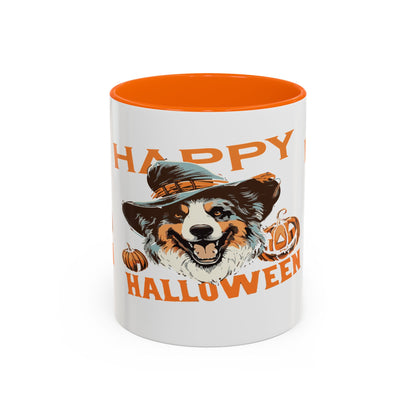 Halloween Dog Mug with Pumpkin Design, Cute Pet Lover Gift, Coffee Ceramic Cup for Fall, Spooky Season Decor, Happy Halloween