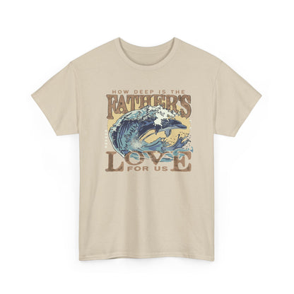 How Deep Is the Father's Love Wave Graphic Tee | Christian Faith Ocean Design