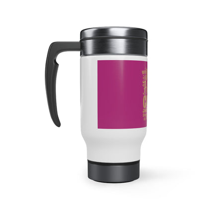 Her Heart Loves but likes Coffee Stainless Steel Travel Mug with Handle, 14oz