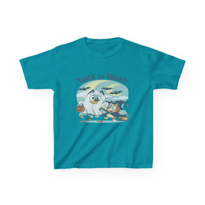 Kids Halloween T-Shirt, Trick or Treat Tee, Fun Ghost & Owl Shirt, Spooky Season Apparel, Cute Costume Top for Kids