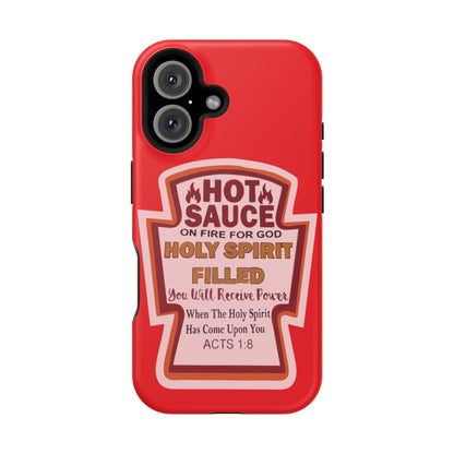 Holy Spirit Hot Sauce Phone Cases - Impact-Resistant, Christian Gift, Spiritual Reminder, Unique Design, Faith-Based Accessory
