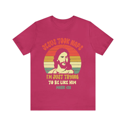 Jesus Took Naps Retro Jersey Short Sleeve Tee