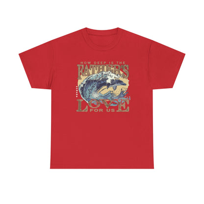 How Deep Is the Father's Love Wave Graphic Tee | Christian Faith Ocean Design