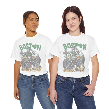 Boston Graphic Tee, Unisex Heavy Cotton T-Shirt, Vintage Boston Shirt, Irish Pride Apparel, St. Patrick's Day Gift, Casual Wear