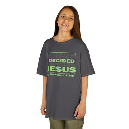 Kids T-Shirt — "I Have Decided to Follow Jesus" Neon Green Youth Church Tee