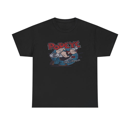 Popeye Illustration Unisex Heavy Cotton Tee, Cartoon T-Shirt, Gift for Fans, Casual Wear, Retro Design, Comfortable Top