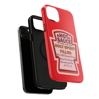 Holy Spirit Hot Sauce Phone Cases - Impact-Resistant, Christian Gift, Spiritual Reminder, Unique Design, Faith-Based Accessory
