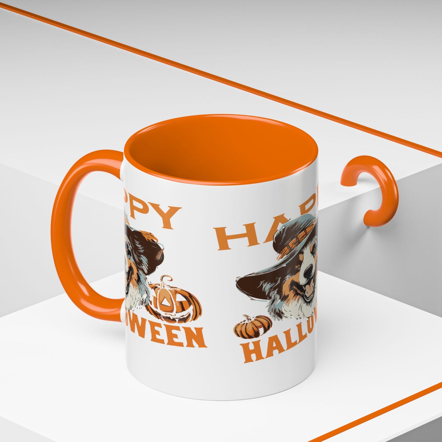 Halloween Dog Mug with Pumpkin Design, Cute Pet Lover Gift, Coffee Ceramic Cup for Fall, Spooky Season Decor, Happy Halloween