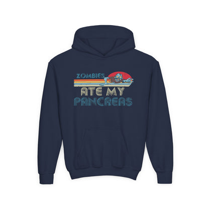 Youth Zombies Ate My Pancreas Hooded Sweatshirt, Funny Youth Hoodie, Gift for Teens, Halloween Apparel, Casual Wear, Nerd Culture Clothing