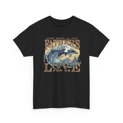 How Deep Is the Father's Love Wave Graphic Tee | Christian Faith Ocean Design
