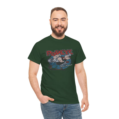 Popeye Illustration Unisex Heavy Cotton Tee, Cartoon T-Shirt, Gift for Fans, Casual Wear, Retro Design, Comfortable Top
