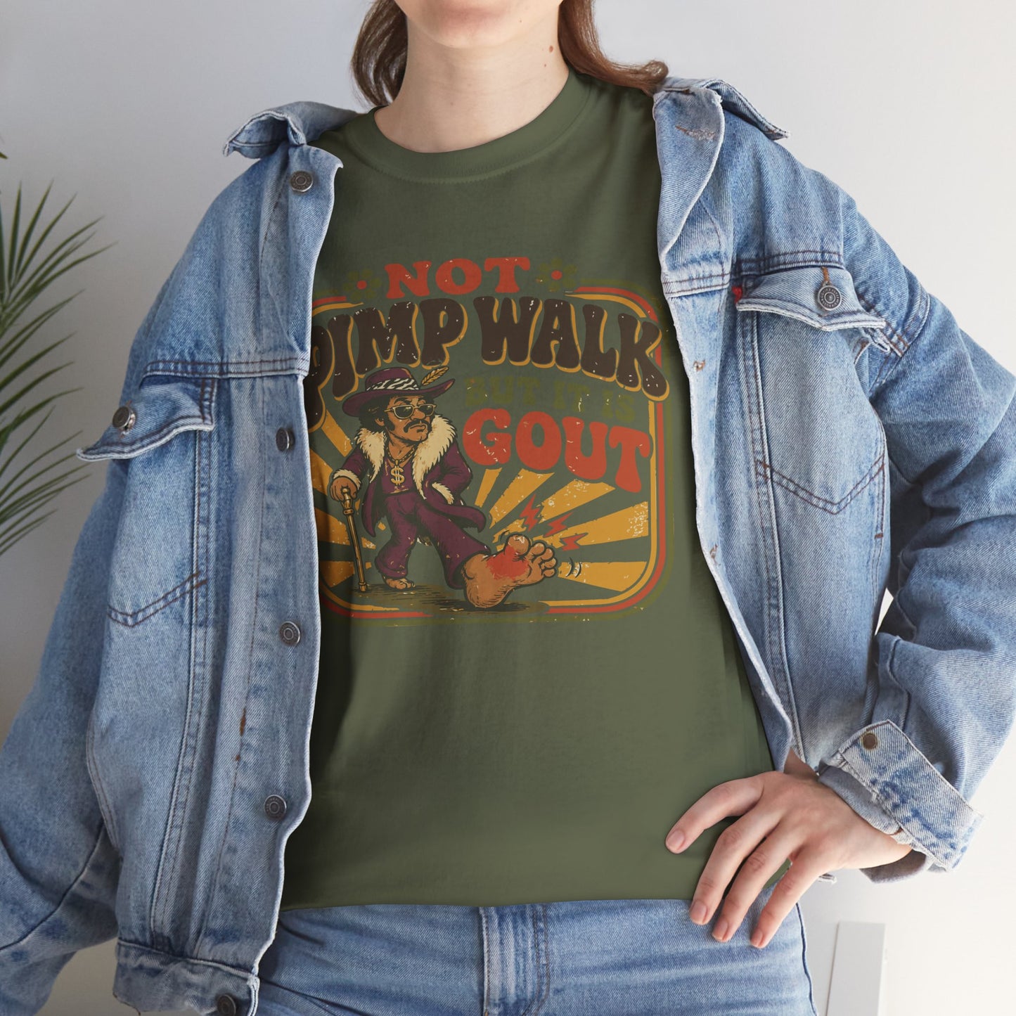 T-Shirt — Vintage 'Not Primping, It's Gout' Retro Humor Tee