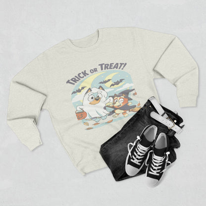 Halloween Sweatshirt, Cozy Unisex Crewneck, Trick or Treat Design, Fall Apparel, Halloween Costume, Perfect for October Celebrations
