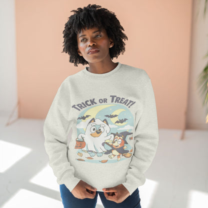 Halloween Sweatshirt, Cozy Unisex Crewneck, Trick or Treat Design, Fall Apparel, Halloween Costume, Perfect for October Celebrations