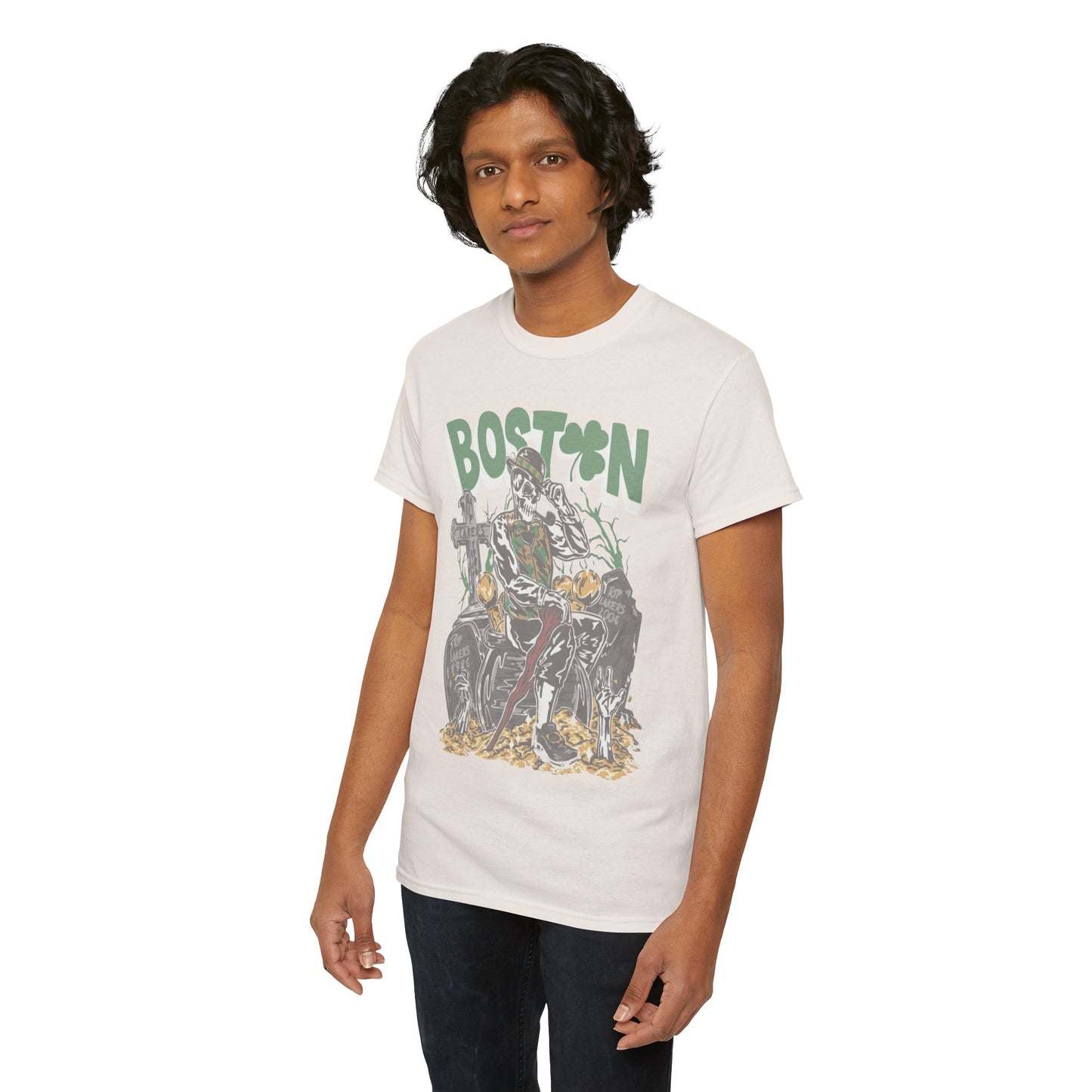 Boston Graphic Tee, Unisex Heavy Cotton T-Shirt, Vintage Boston Shirt, Irish Pride Apparel, St. Patrick's Day Gift, Casual Wear
