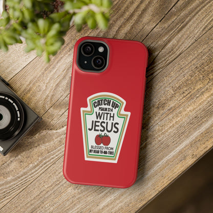 Fun Christian Phone Case, Catch Up with Jesus, Impact-Resistant, Faith-Based Gift, Religious Accessories, Bible Verses