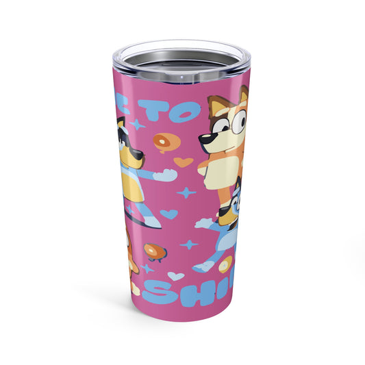 20oz Pink Corgi & Donut Tumbler — Cute Cartoon Dog Travel Mug