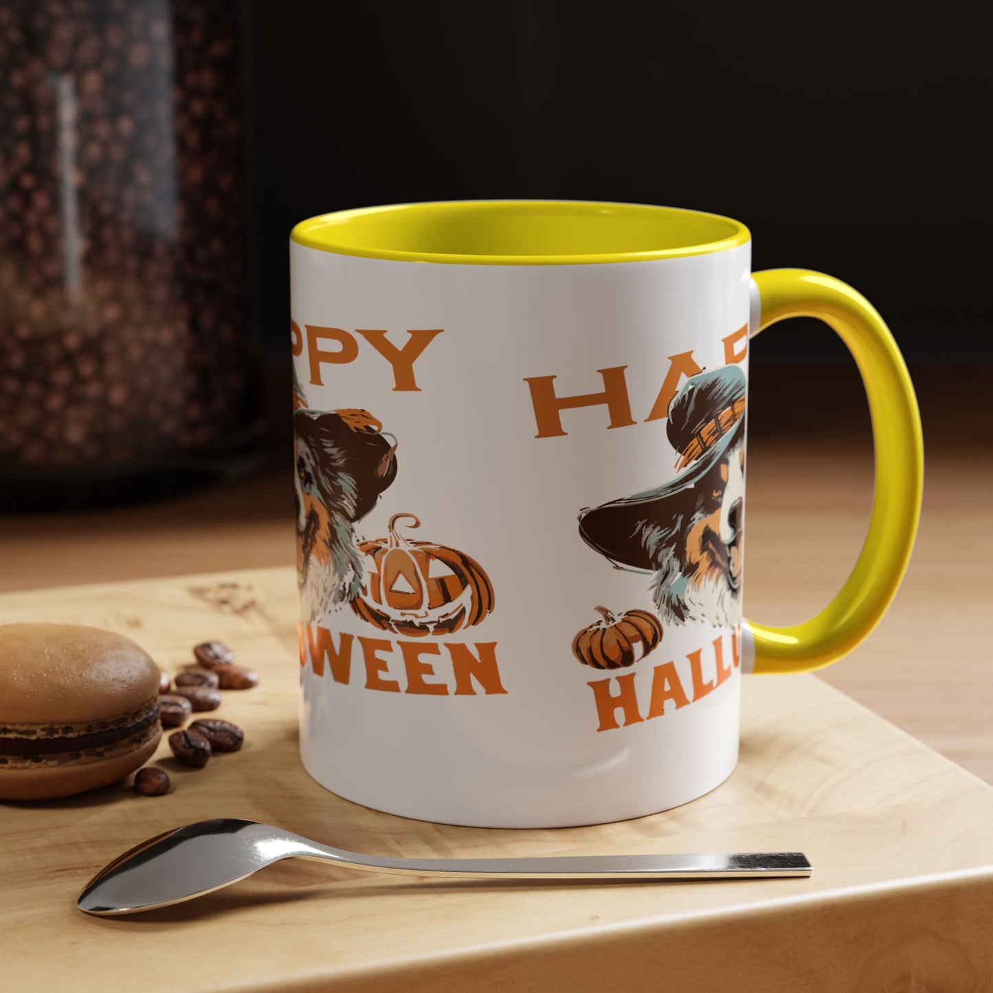 Halloween Dog Mug with Pumpkin Design, Cute Pet Lover Gift, Coffee Ceramic Cup for Fall, Spooky Season Decor, Happy Halloween