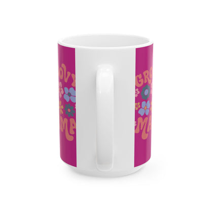 Groovy Mama Ceramic Mug - Colorful Floral Design, Perfect for Mother’s Day or Everyday Use