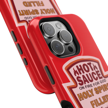 Holy Spirit Hot Sauce Phone Cases - Impact-Resistant, Christian Gift, Spiritual Reminder, Unique Design, Faith-Based Accessory