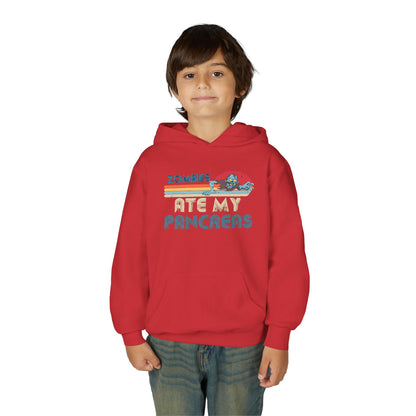 Youth Zombies Ate My Pancreas Hooded Sweatshirt, Funny Youth Hoodie, Gift for Teens, Halloween Apparel, Casual Wear, Nerd Culture Clothing