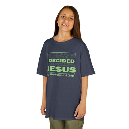 Kids T-Shirt — "I Have Decided to Follow Jesus" Neon Green Youth Church Tee