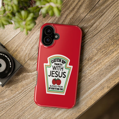 Fun Christian Phone Case, Catch Up with Jesus, Impact-Resistant, Faith-Based Gift, Religious Accessories, Bible Verses