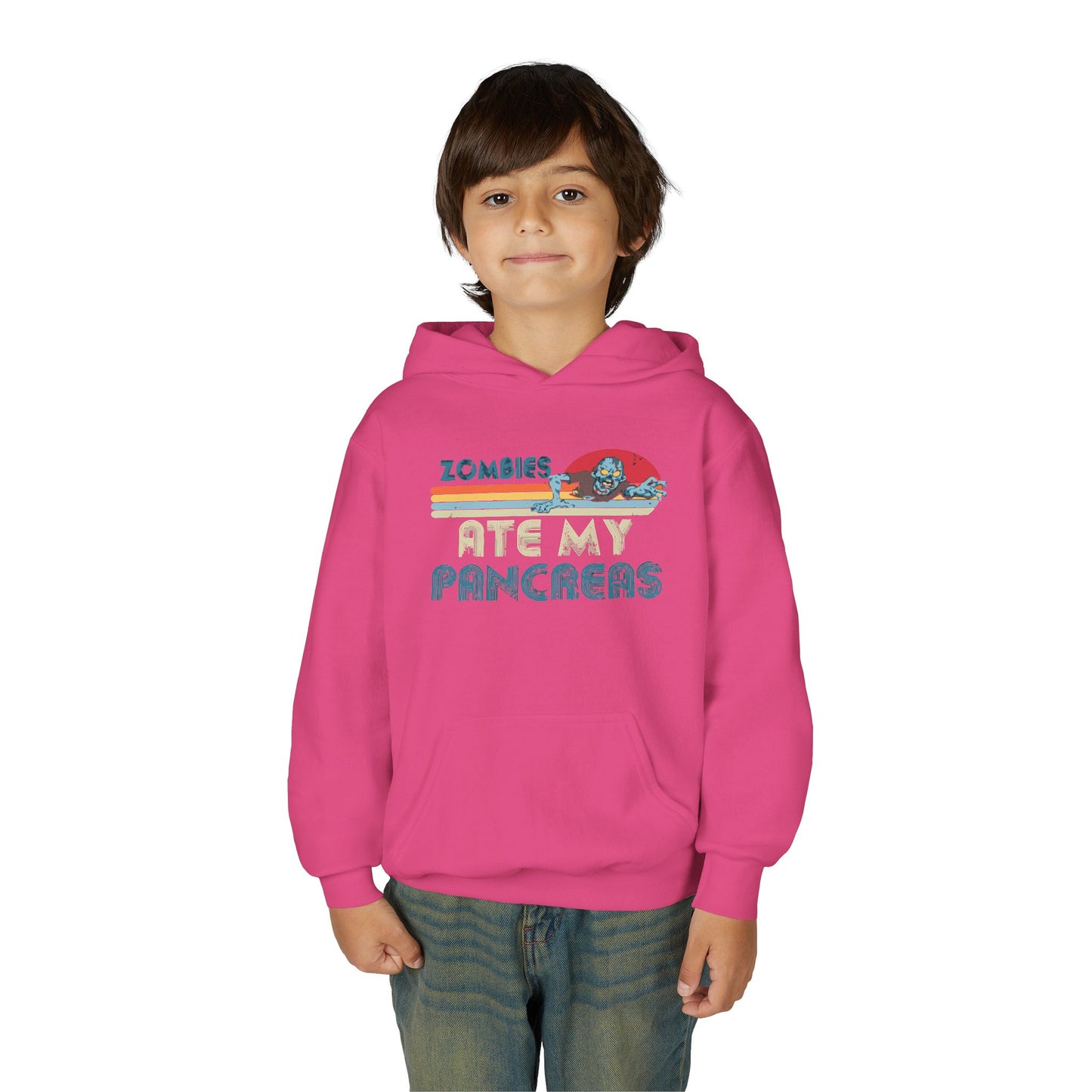 Youth Zombies Ate My Pancreas Hooded Sweatshirt, Funny Youth Hoodie, Gift for Teens, Halloween Apparel, Casual Wear, Nerd Culture Clothing