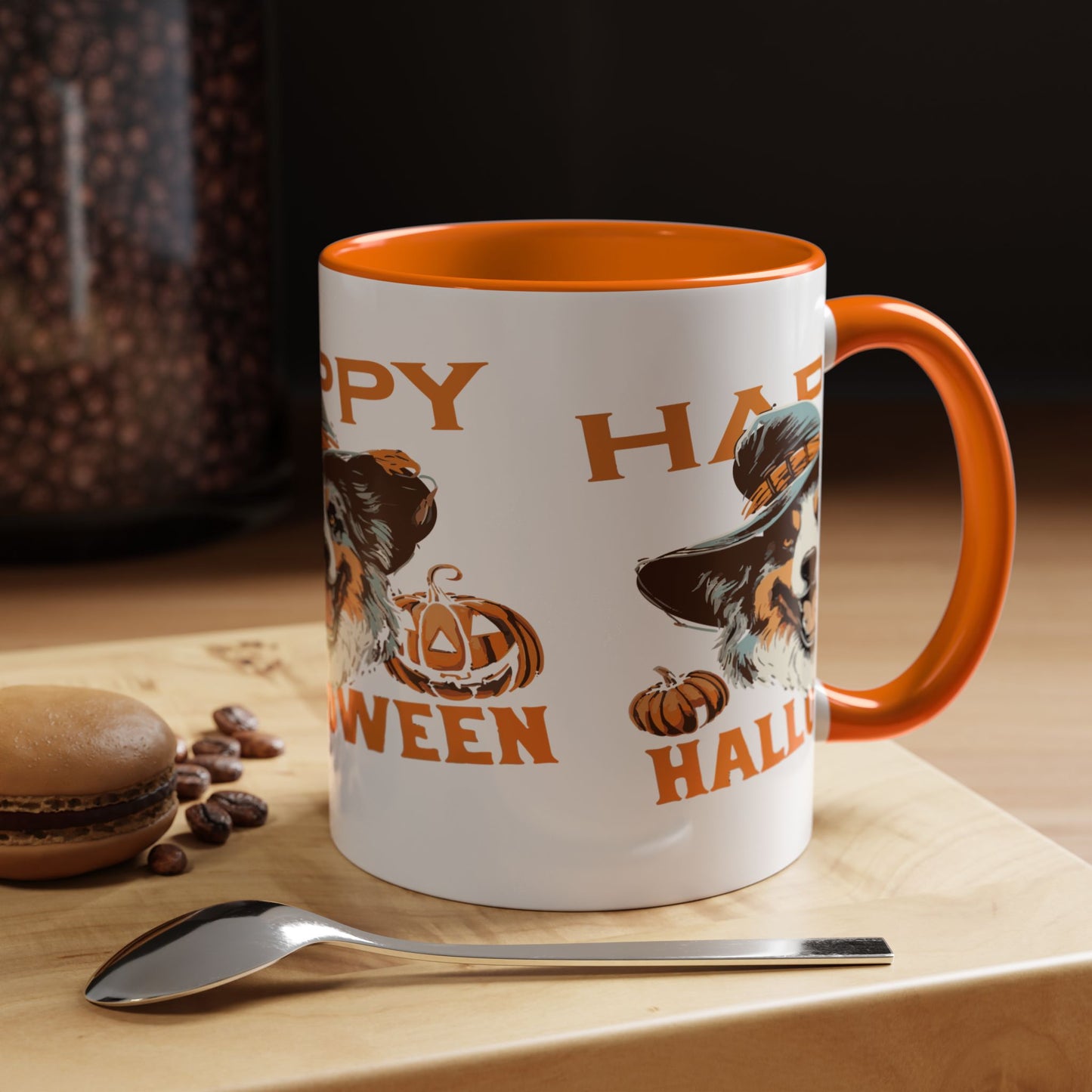 Halloween Dog Mug with Pumpkin Design, Cute Pet Lover Gift, Coffee Ceramic Cup for Fall, Spooky Season Decor, Happy Halloween