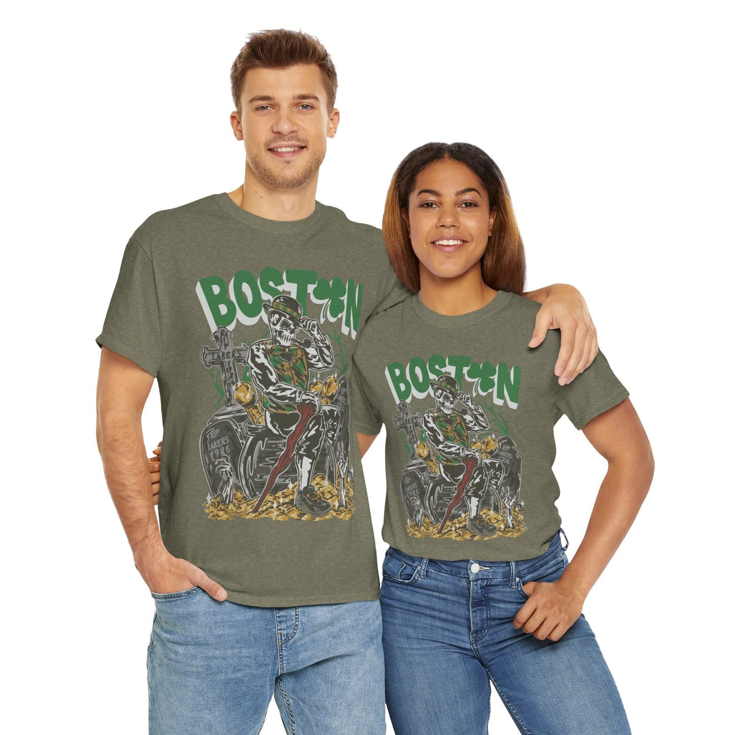 Boston Graphic Tee, Unisex Heavy Cotton T-Shirt, Vintage Boston Shirt, Irish Pride Apparel, St. Patrick's Day Gift, Casual Wear