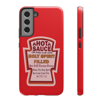 Holy Spirit Hot Sauce Phone Cases - Impact-Resistant, Christian Gift, Spiritual Reminder, Unique Design, Faith-Based Accessory