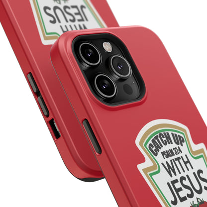 Fun Christian Phone Case, Catch Up with Jesus, Impact-Resistant, Faith-Based Gift, Religious Accessories, Bible Verses